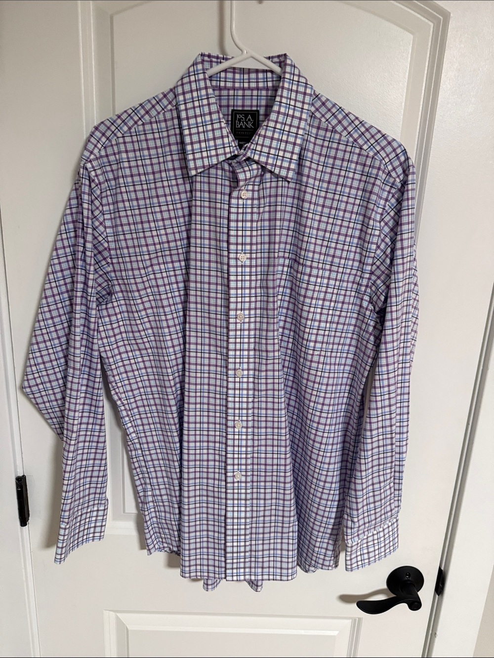 Jos. A. Bank Lavender and Navy Plaid Dress Shirt